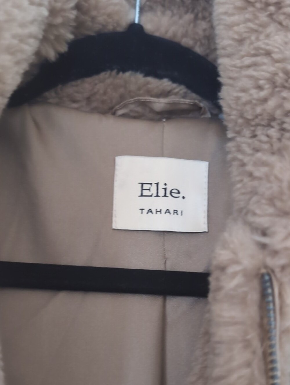 Elie. Tahari Plush Teddy Coat - Beige - Picture 2 of 6